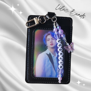 Carte photo KPOP BTS Seokjin avec perles lilas