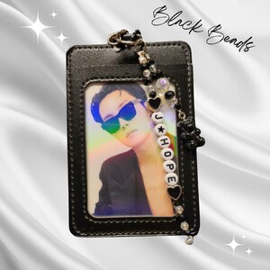 Cartão fotográfico KPOP BTS JHope com contas pretas