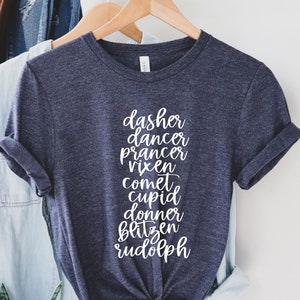 Dasher Dancer Prancer Vixen Whiskey Vodka Tequila Blitzen Rudolph Shirt, Christmas Shirt, Reindeer Shirt, Holiday Party Shirt, Cute Shirt