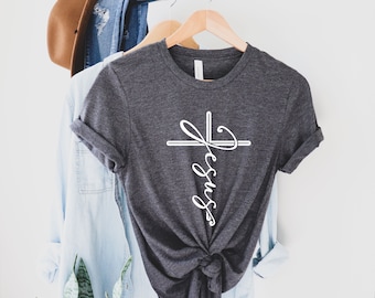 Jesus T-shirt, Faith Shirt, Jesus Shirt, Christian Shirt, Vertical Cross, Cross, Jesus Cross, Religious Shirt,Grace Shirt,Church Shirt
