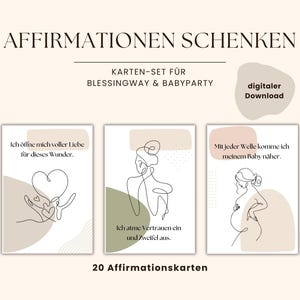 Karten-Set "Affirmationen schenken" für Blessingway & Babyparty | Kraftvolle Botschaften für die werdende Mama | DIGITALER DOWNLOAD