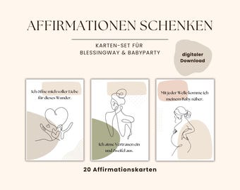 Karten-Set "Affirmationen schenken" für Blessingway & Babyparty | Kraftvolle Botschaften für die werdende Mama | DIGITALER DOWNLOAD