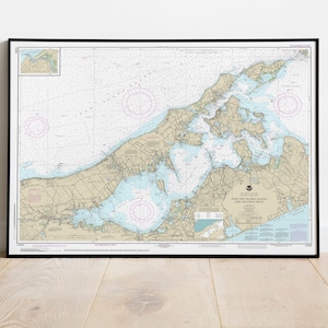 Shelter Island Sound And Peconic Bays (New York - Long Island) / Riproduzione Carta Nautica - Download immediato