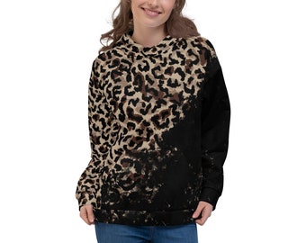 Unisex luipaardprint hoodie - gezellige streetwear - trendy dierenprint trui - cadeau voor hem/haar