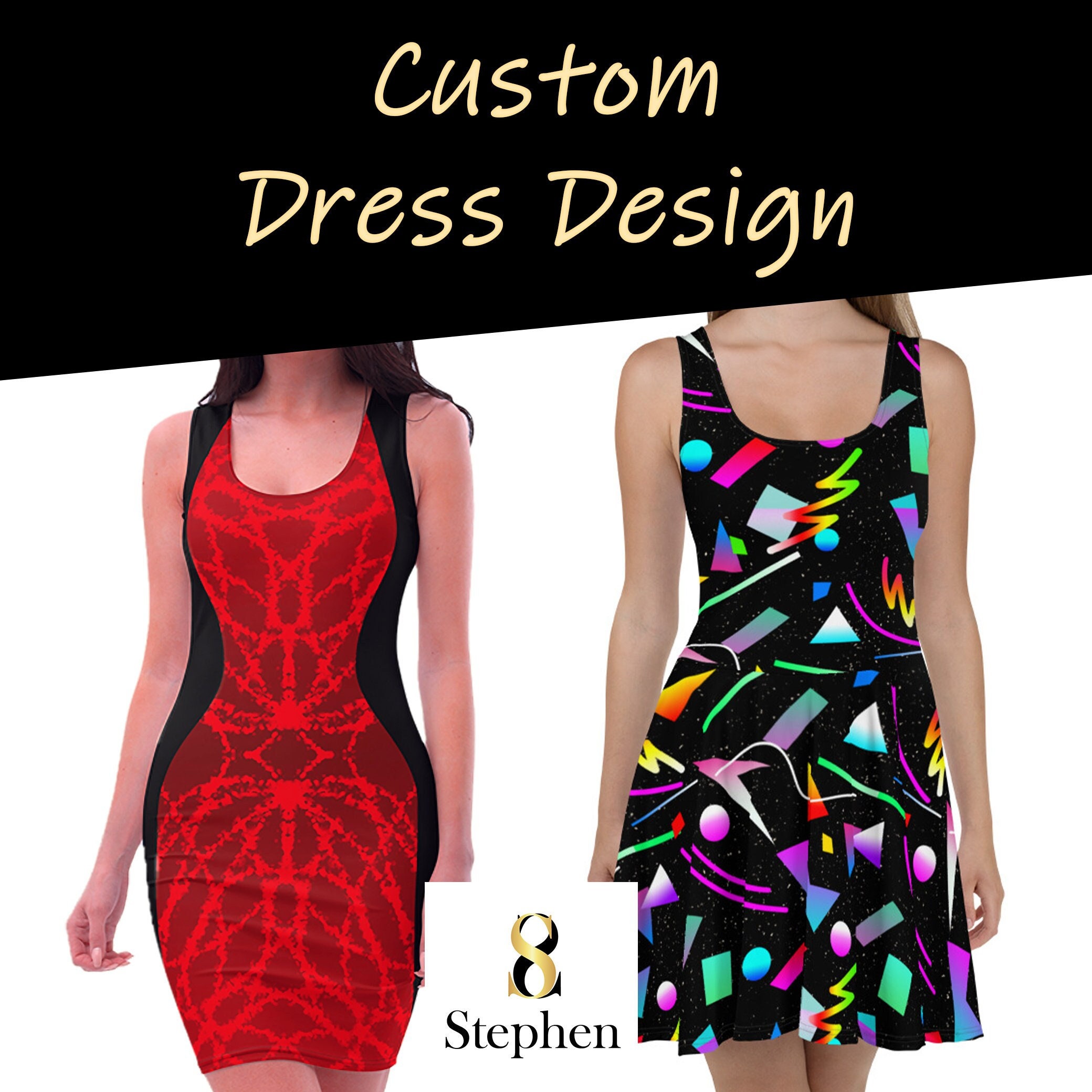 Custom Dress Design Skater Dress Bodycon Custom Themed Party Dress Design Etsy