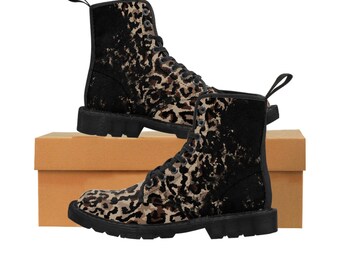 Roar into Style with These Classic Leopard Print Canvas Boots for Women
