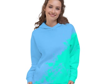 Unique Seafoam and Blue Unisex Hoodie, Relaxed Fit, Stay Cozy and Stylish with a Stunning Color Combo