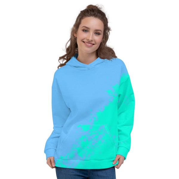 Unique Seafoam and Blue Unisex Hoodie, Relaxed Fit, Stay Cozy and Stylish with a Stunning Color Combo