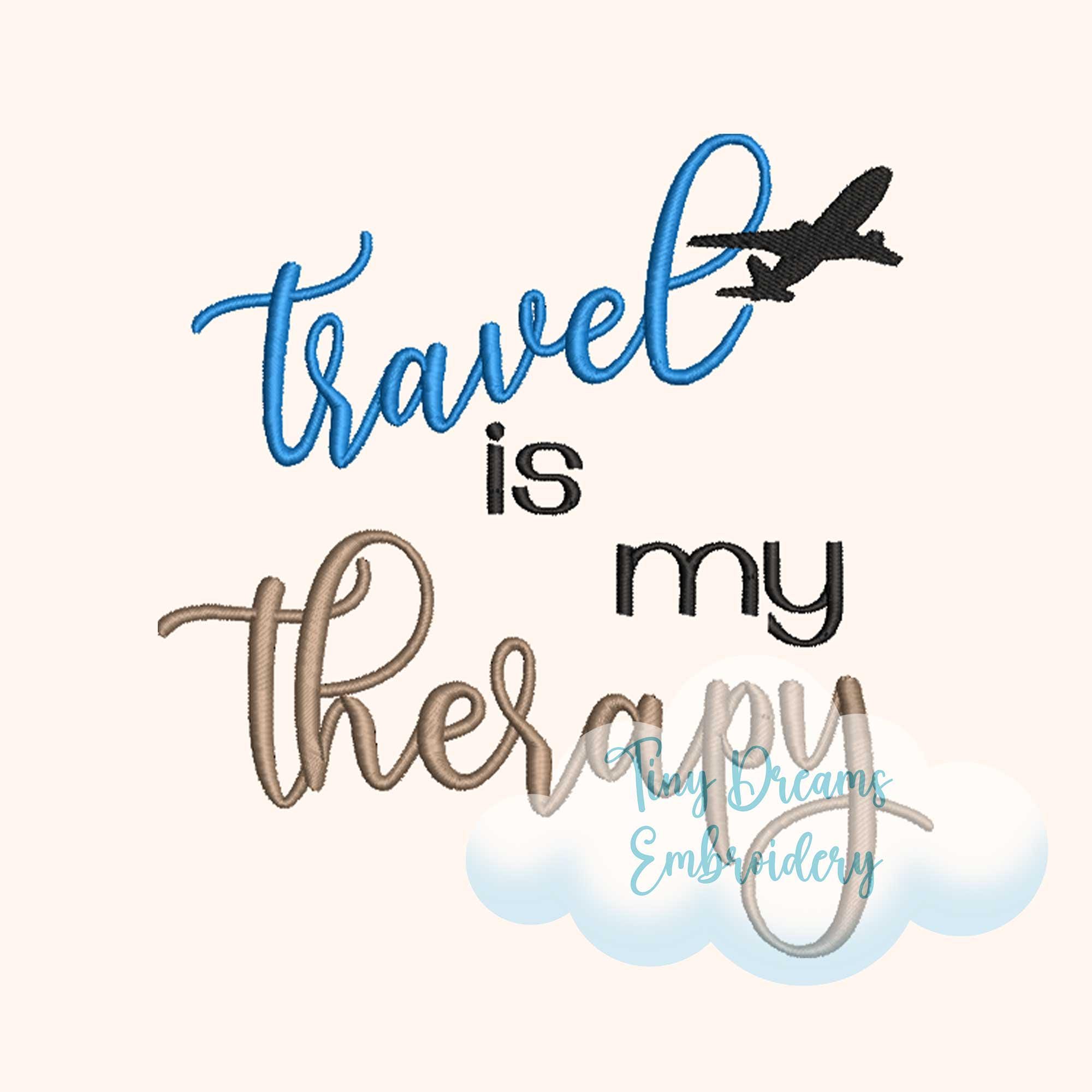 Travel Therapy Digital Machine Embroidery Design Plane Tourist Design Embroidery Therapy Traveling Embroidery Relax Design Travel Airplane