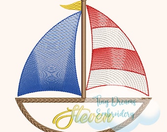 Sailboat Embroidery Design: Nautical Monogram (Digital Download)