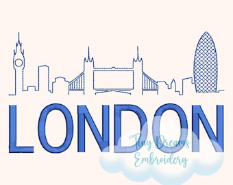 London Skyline Embroidery Design: London Bridge (Digital Download)