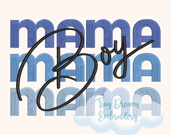 Mama Boy Stickdatei: Mutter Sohn Maschinen Design (Digitaler Download)