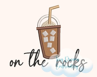 Iced Coffee Machine Embroidery Design: Cappuccino, Mocha, Espresso (Digital Download)