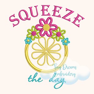 Lemon Digital Machine Embroidery Design Summer Floral Design Embroidery Squeeze Lemonade Kitchen Embroidery Design Spring Embroidery Design
