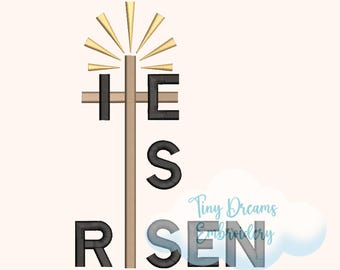 He Risen Cross Embroidery Design: Easter Resurrection (Digital Machine Embroidery)