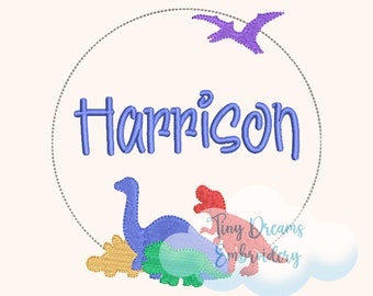 Dinosaur Embroidery Design: Brontosaurus, Triceratops, T-Rex (Digital Download)