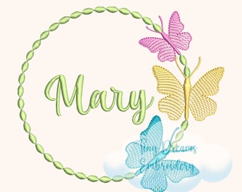 Butterfly Digital Machine Embroidery Design Butterfly Embroidery Design Spring Girl Custom Monogram Embroidery Design Butterfly Monogram