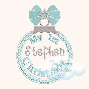 First Christmas Ornament Embroidery Design: Custom Monogram (Digital Download)