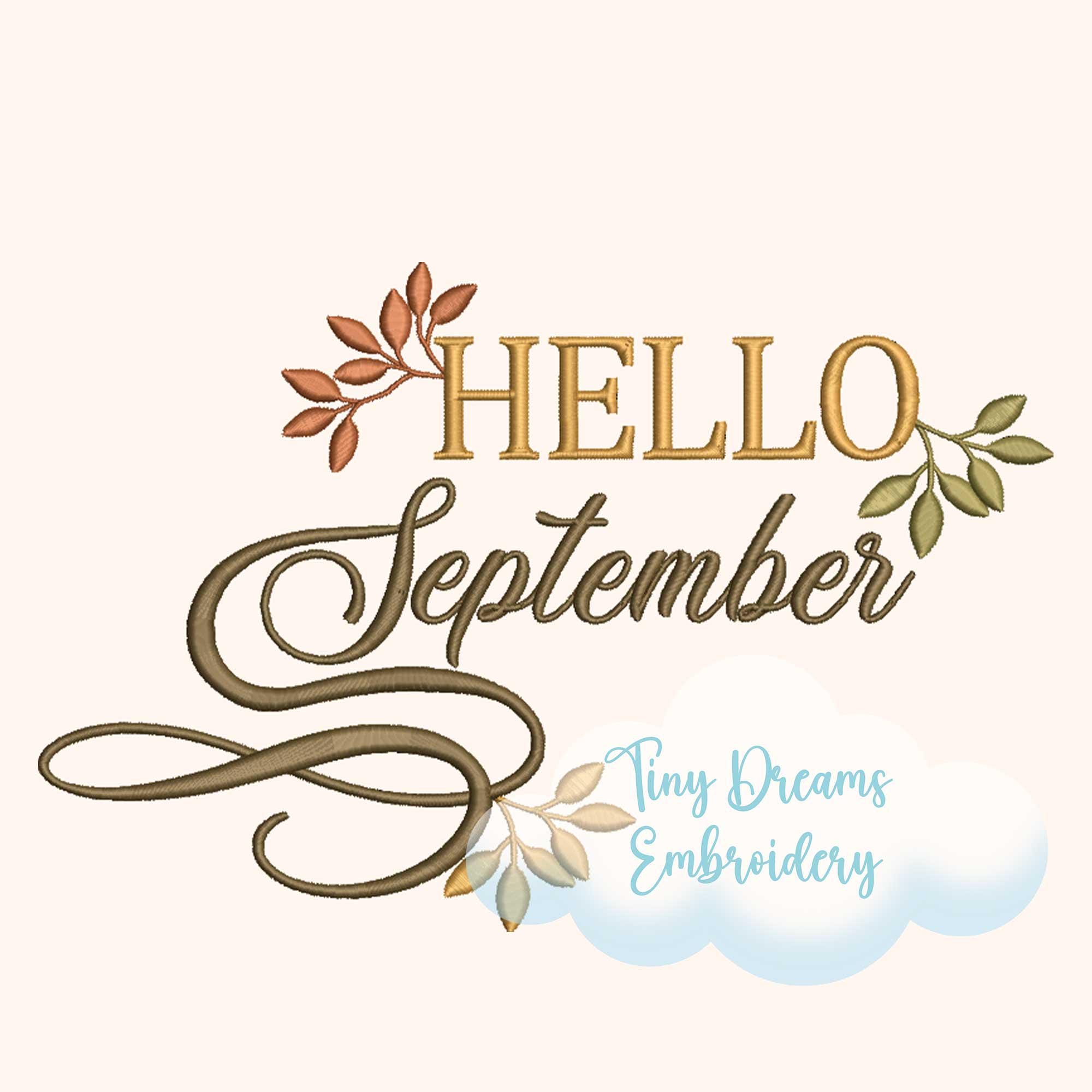 Hello September Embroidery Design: Autumn Leaves (digital Download) - Etsy