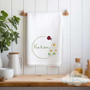 Custom Monogram Daisy Personalized Name Embroidery Design Flower Monogram