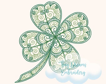 St Patrick Digital Machine Embroidery Design Green Clover Design Embroidery Irish Embroidery Design Mandala Outline Clover Embroidery Design