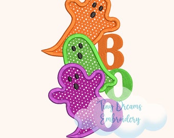 Boo Ghost Applique: Halloween Embroidery Design (Digital Download)