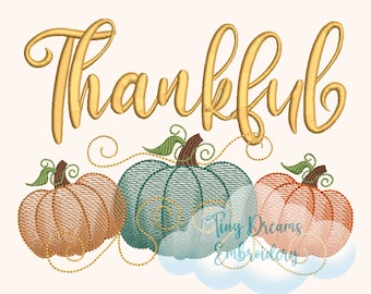 Thankful Pumpkins Machine Embroidery Design: Fall Thanksgiving (Digital Download)