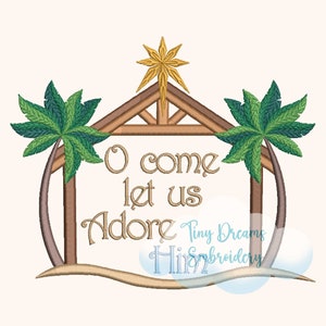 Weihnachtskrippe Digitale Maschinenstickdatei Weihnachten Stern Stickdatei Krippe Adore Stickerei Design Krippe Nacht Baby Jesus