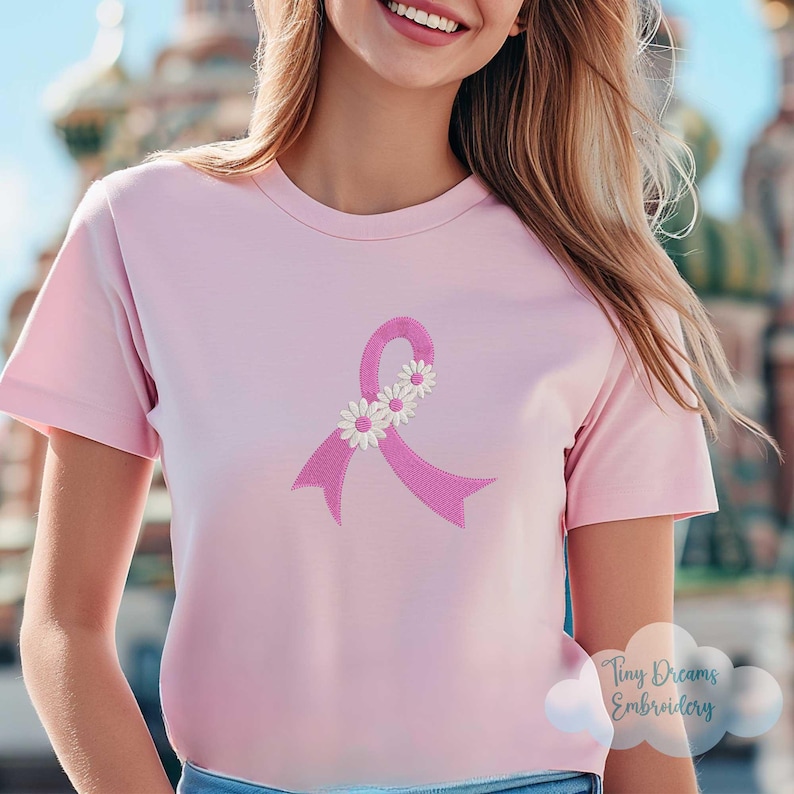 Breast Cancer Embroidery Design Cancer Fight Embroidery Awareness Pink Daisy
