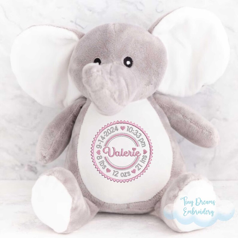 Baby Girl Newborn Embroidery Personalized Baby Announcement Heart