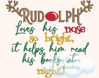 Rudolf Renläsningsbok - Julbroderidesign (digital nedladdning)