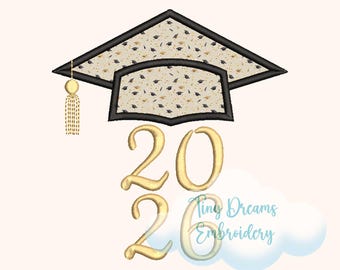 2026 Graduation Cap Applique Embroidery Design: Machine Embroidery (Digital Download)