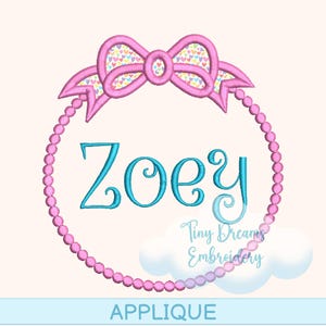 Coquette Bow Applique: Monogram Embroidery Design (Digital Download)