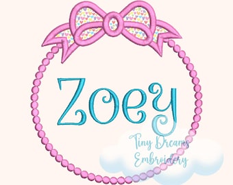 Coquette Bow Applique: Monogram Embroidery Design (Digital Download)