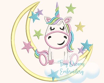 Baby Moon Unicorn Embroidery Design: Fantasy Girl Magicc Star (Digital)