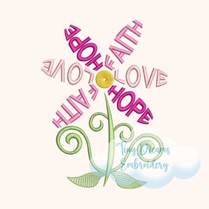 Faith Digital Machine Embroidery Design Love Embroidery Design Floral Hope Design Embroidery Spring Flower Embroidery Design Floral Love