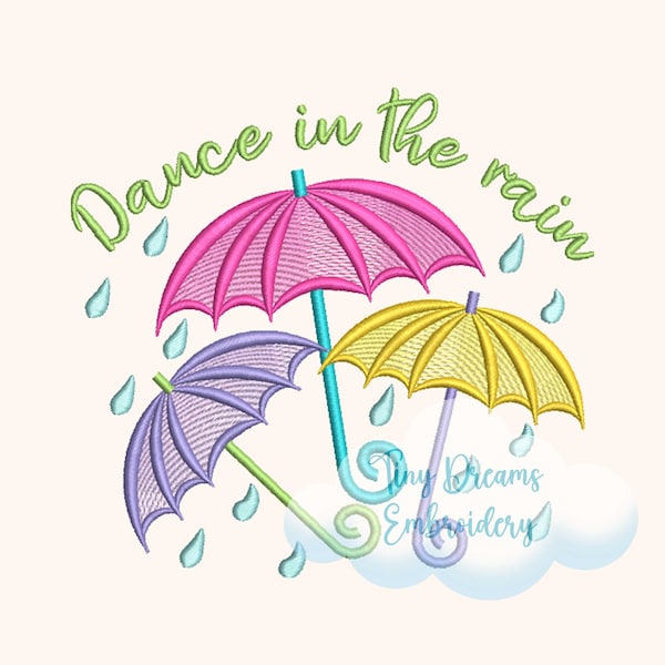 Umbrella Digital Machine Embroidery Design Rain Embroidery Design Dance Embroidery Design Fall Season Embroidery Design Rain Autumn Design