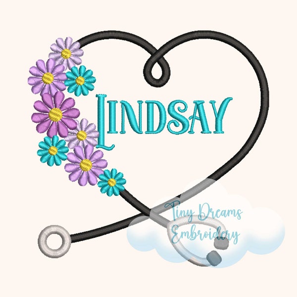 Nurse Flower Digital Machine Embroidery Design Medical Monogram Embroidery Design Custom Doctor Name Design Embroidery Care Nurse Embroidery