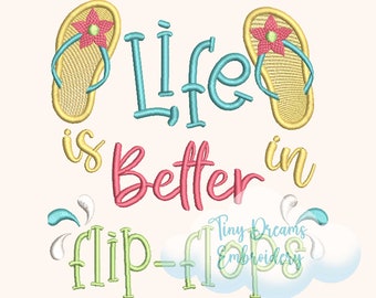 Beach Life Digital Machine Embroidery Design Flip Flop Embroidery Design Beach Embroidery Design Summer Design Embroidery Flip Flop Pool