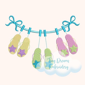 Flip Flops Girlande Stickdatei, Sommer Strand Dekor