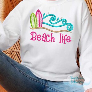 Beach Life Digital Machine Embroidery Design Surfboard Embroidery ...