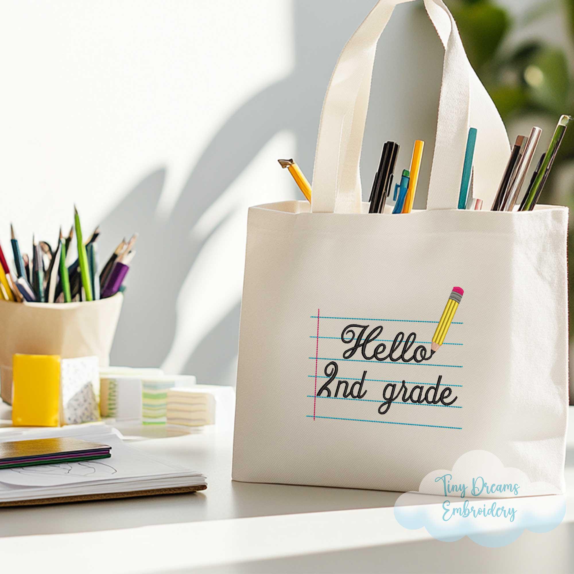2nd Grade Notebook Machine Embroidery Design, Back to School, Pencil ...