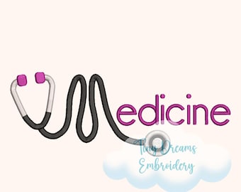 Diseño de bordado de estetoscopio: regalo para el personal médico (descarga digital)