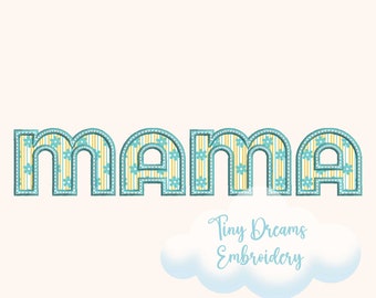 Mama Applique Embroidery Design, Floral Lettering (Digital Download)