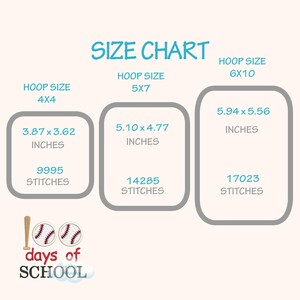 100 Days School Baseball Ball Game Applique Machine Embroidery Design Sport (Digital Download)