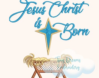 Jesus Christ Digital Machine Embroidery Design Christmas Baby Jesus Design Embroidery Christmas Star Manger Embroidery Design Jesus Born