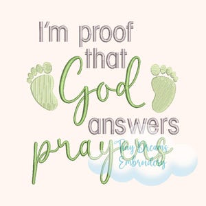 Baby God Answers Prayers Embroidery Design: Footprint Embroidery (Digital Download)