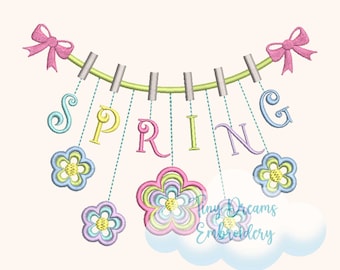 Spring Floral Garland Machine Embroidery Design (Digital Download)