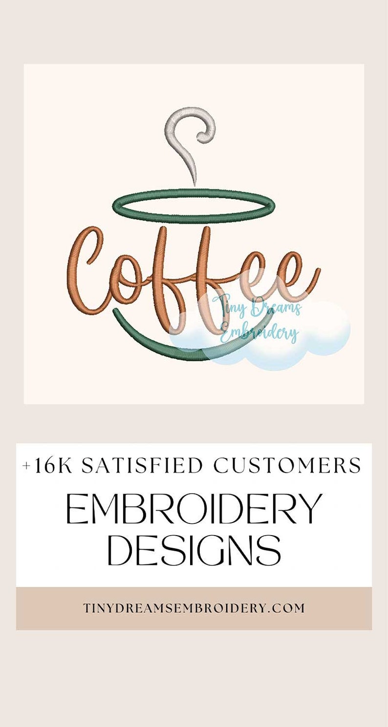 Coffee Digital Machine Embroidery Design Coffee Cup Design Embroidery Kitchen Coffee Embroidery Design