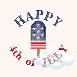 May include: A red, white, and blue popsicle with stars and stripes, surrounded by the text "HAPPY 4th of JULY".